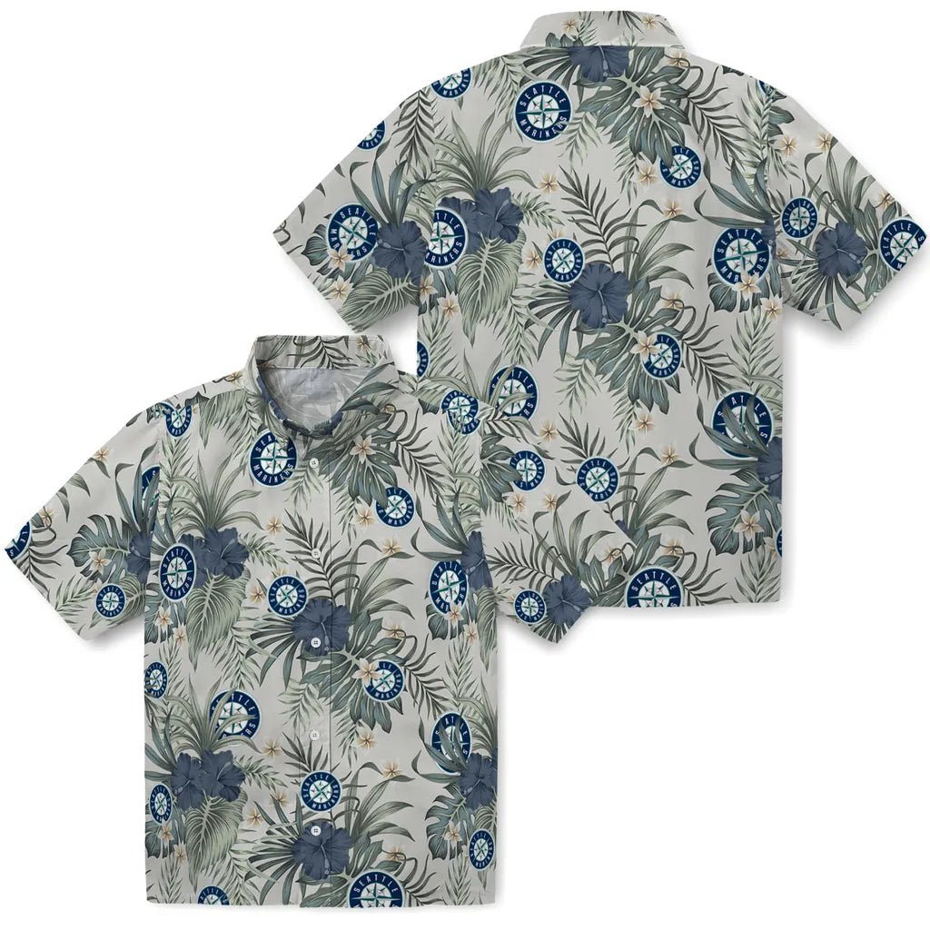 Seattle Mariners Hawaiian Shirt - Hibiscus Designs | Moonbestprint