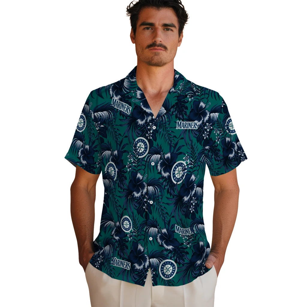 Seattle Mariners Hawaiian Shirt - Hibiscus Exotic | Moonbestprint