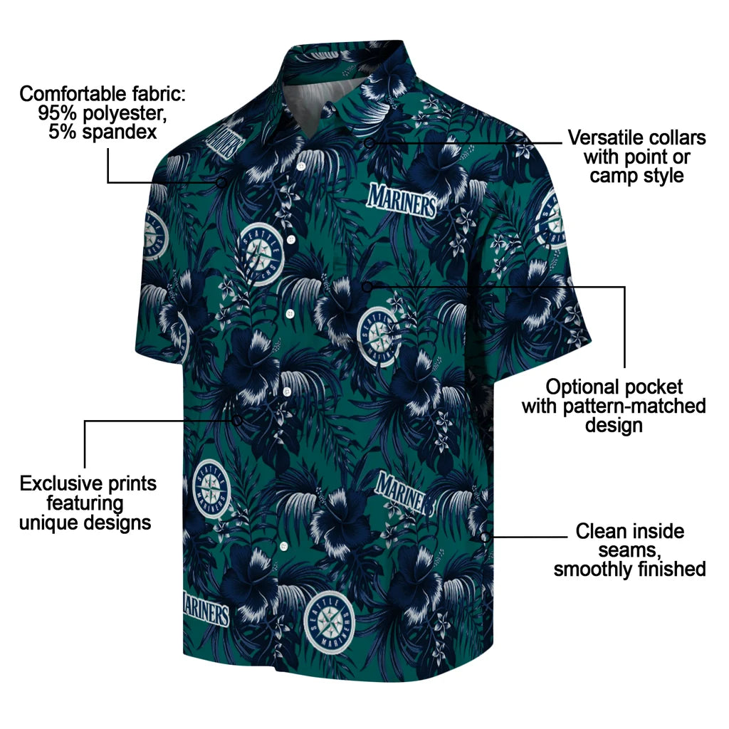 Seattle Mariners Hawaiian Shirt - Hibiscus Exotic | Moonbestprint