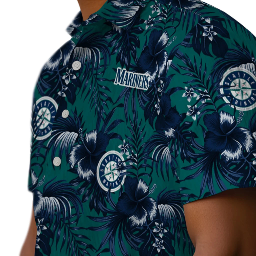 Seattle Mariners Hawaiian Shirt - Hibiscus Exotic | Moonbestprint