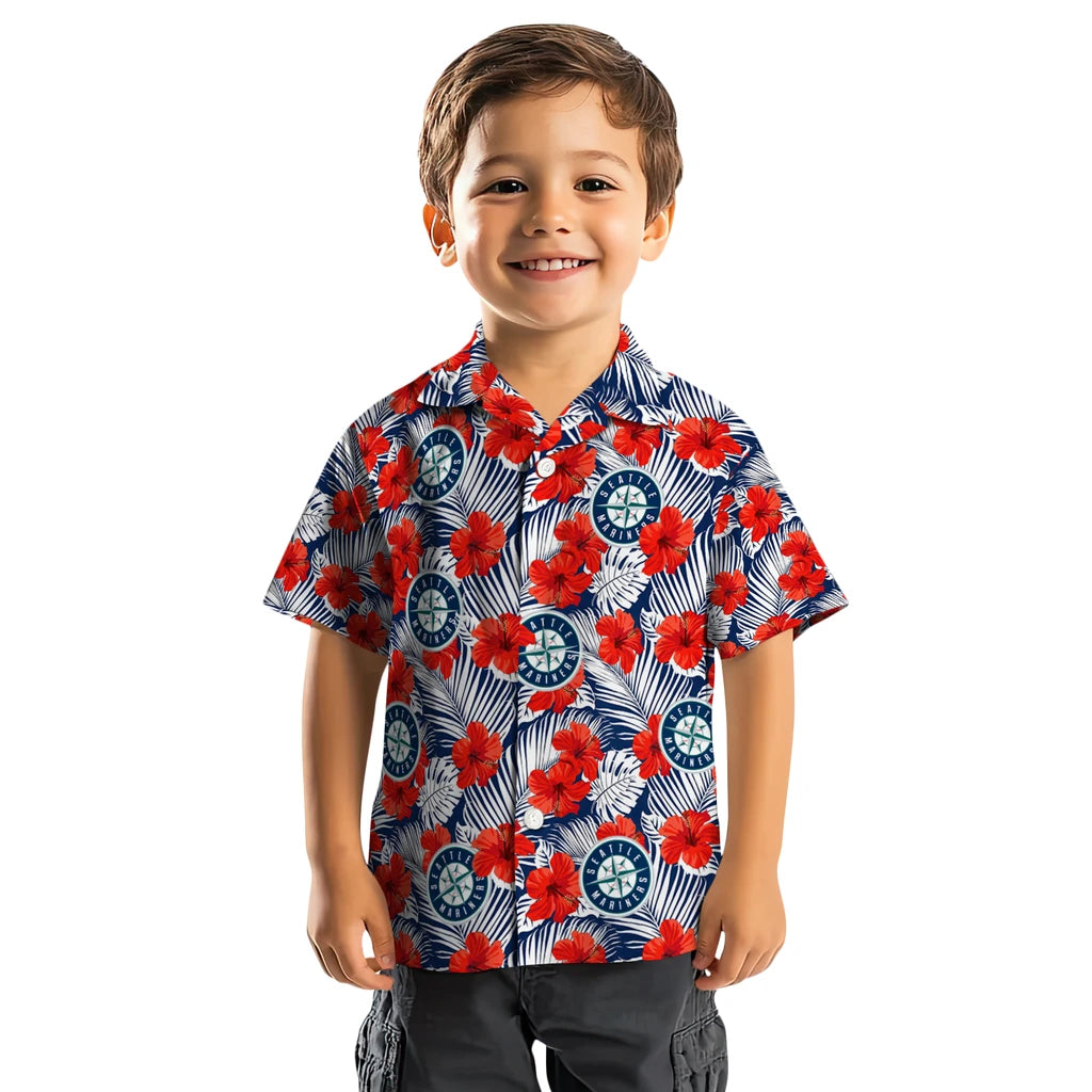 Seattle Mariners Hawaiian Shirt - Hibiscus Fiesta | Moonbestprint