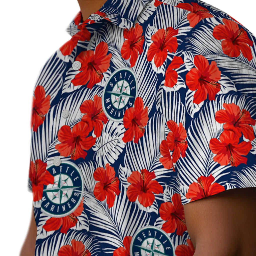 Seattle Mariners Hawaiian Shirt - Hibiscus Fiesta | Moonbestprint