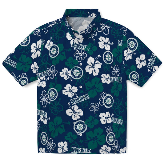 Seattle Mariners Hawaiian Shirt - Hibiscus Flower Design | Moonbestprint