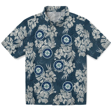 Seattle Mariners Hawaiian Shirt - Hibiscus Flowers | Moonbestprint