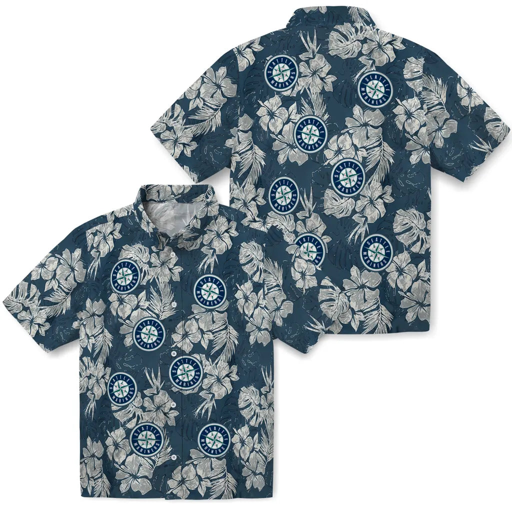Seattle Mariners Hawaiian Shirt - Hibiscus Flowers | Moonbestprint