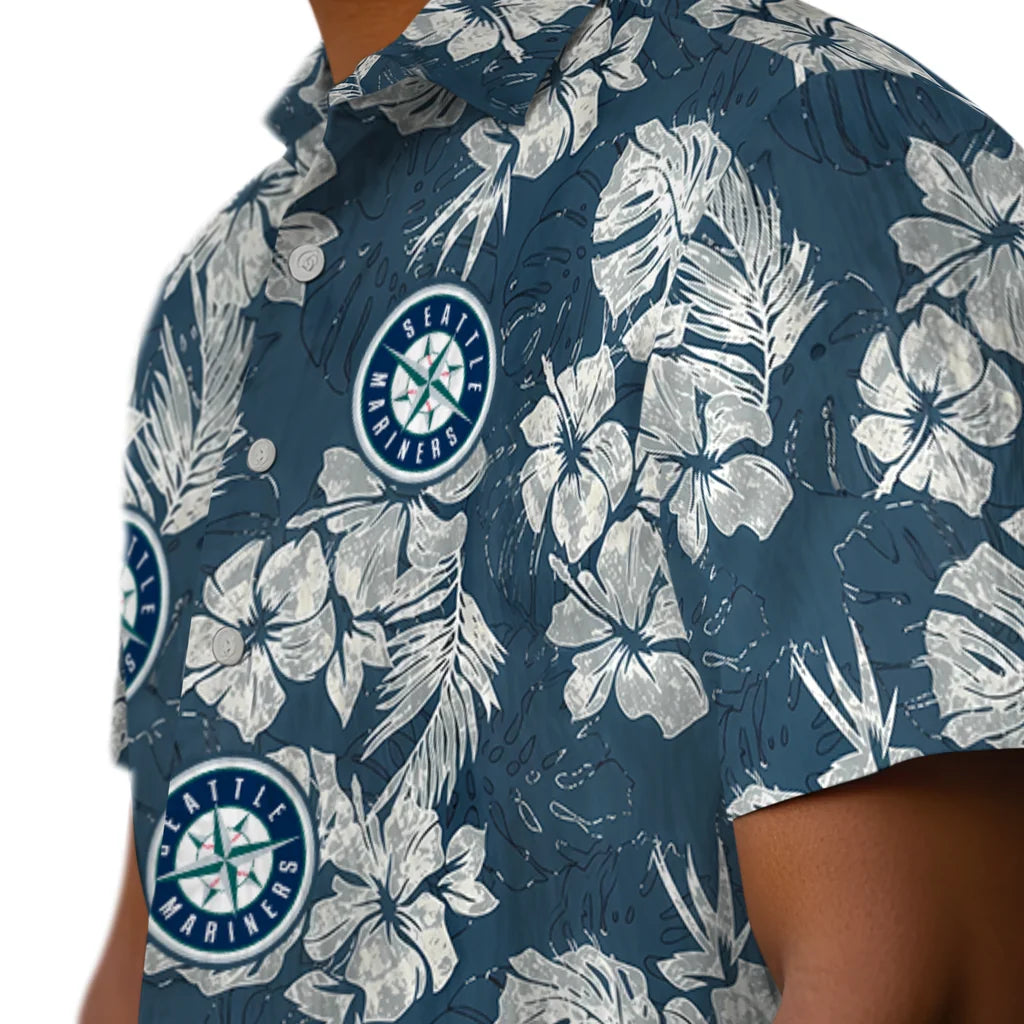 Seattle Mariners Hawaiian Shirt - Hibiscus Flowers | Moonbestprint