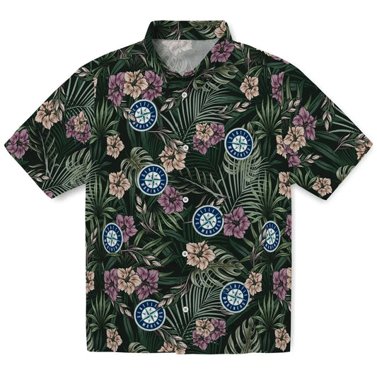 Seattle Mariners Hawaiian Shirt - Hibiscus Leaves Pattern | Moonbestprint