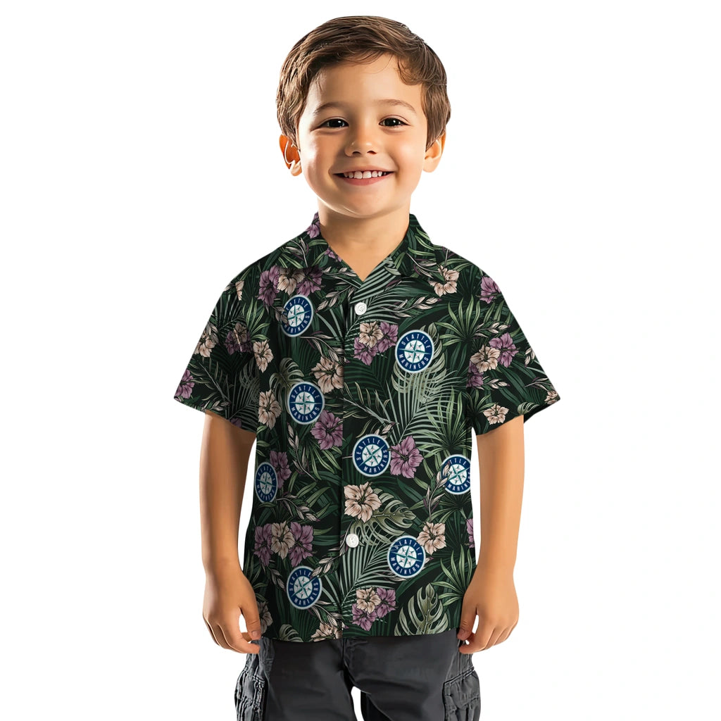 Seattle Mariners Hawaiian Shirt - Hibiscus Leaves Pattern | Moonbestprint