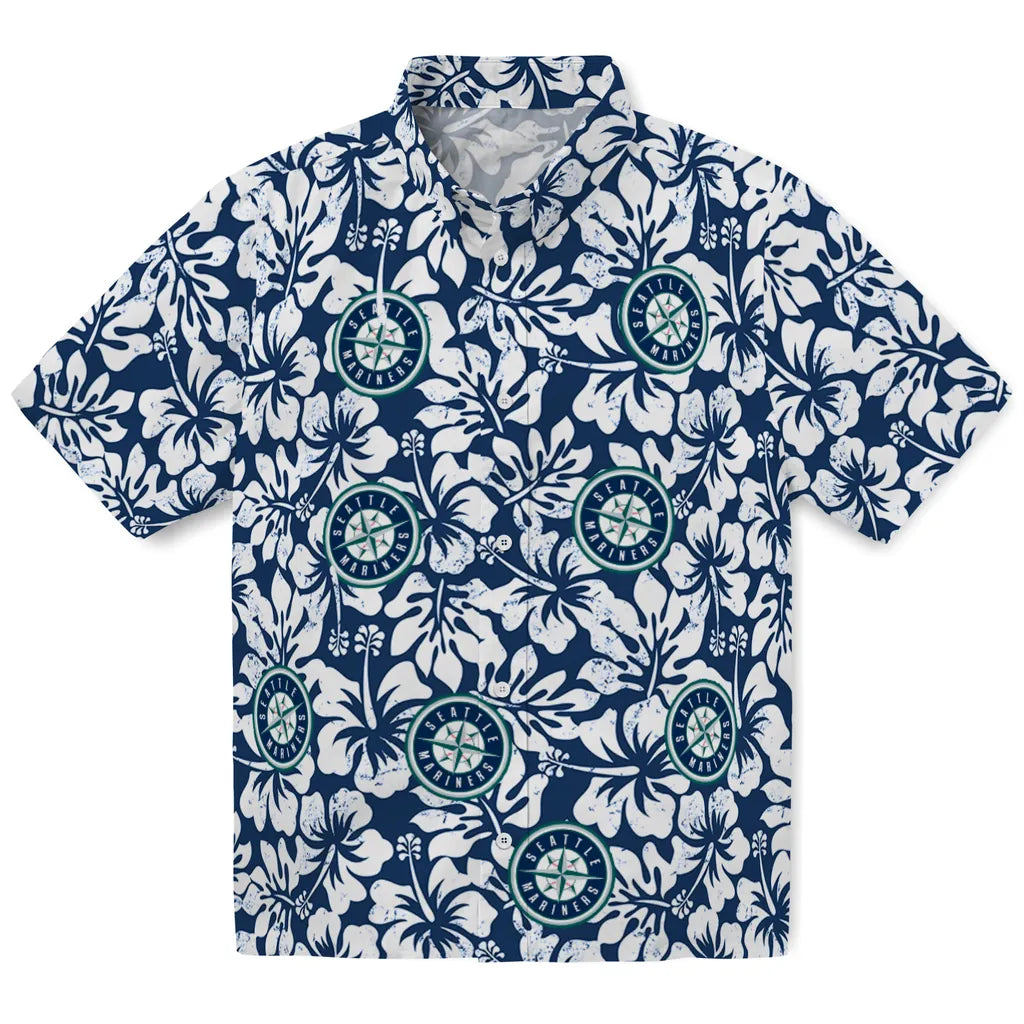 Seattle Mariners Hawaiian Shirt - Hibiscus Motif | Moonbestprint