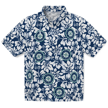 Seattle Mariners Hawaiian Shirt - Hibiscus Motif | Moonbestprint