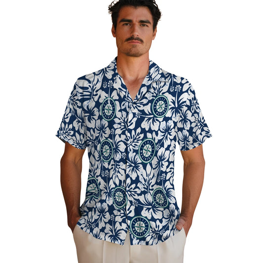 Seattle Mariners Hawaiian Shirt - Hibiscus Motif | Moonbestprint