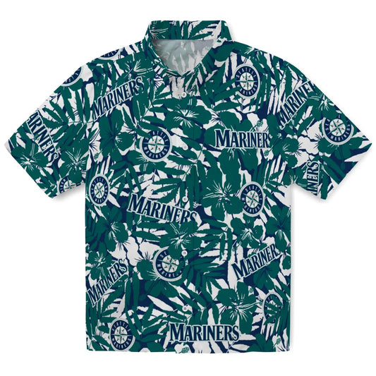 Seattle Mariners Hawaiian Shirt - Hibiscus Overlay | Moonbestprint