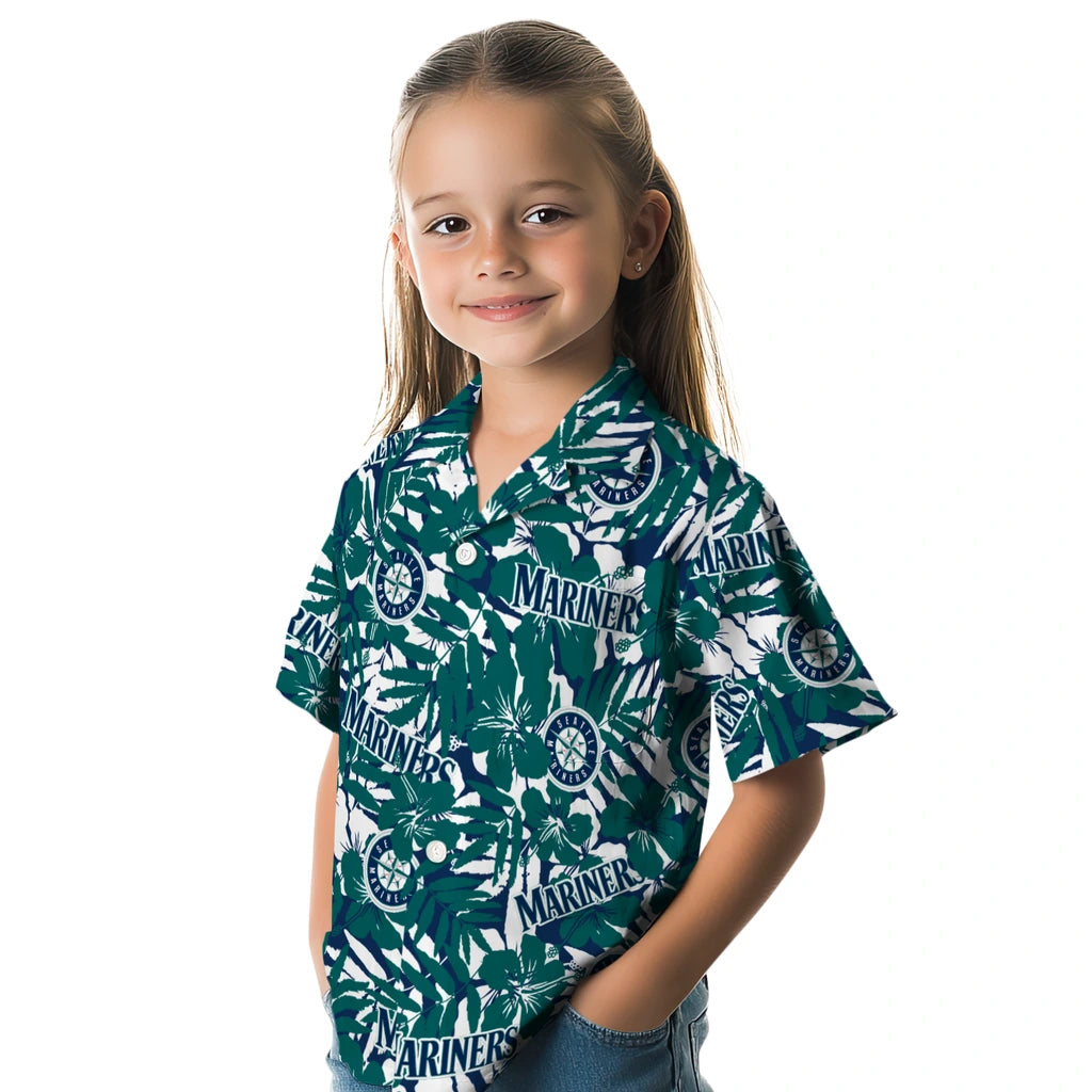 Seattle Mariners Hawaiian Shirt - Hibiscus Overlay | Moonbestprint