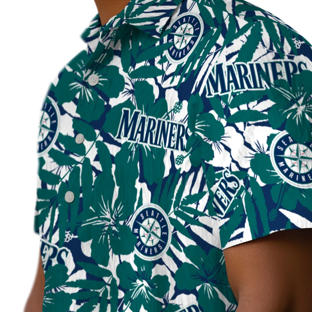 Seattle Mariners Hawaiian Shirt - Hibiscus Overlay | Moonbestprint
