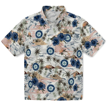 Seattle Mariners Hawaiian Shirt - Hibiscus Seaside | Moonbestprint