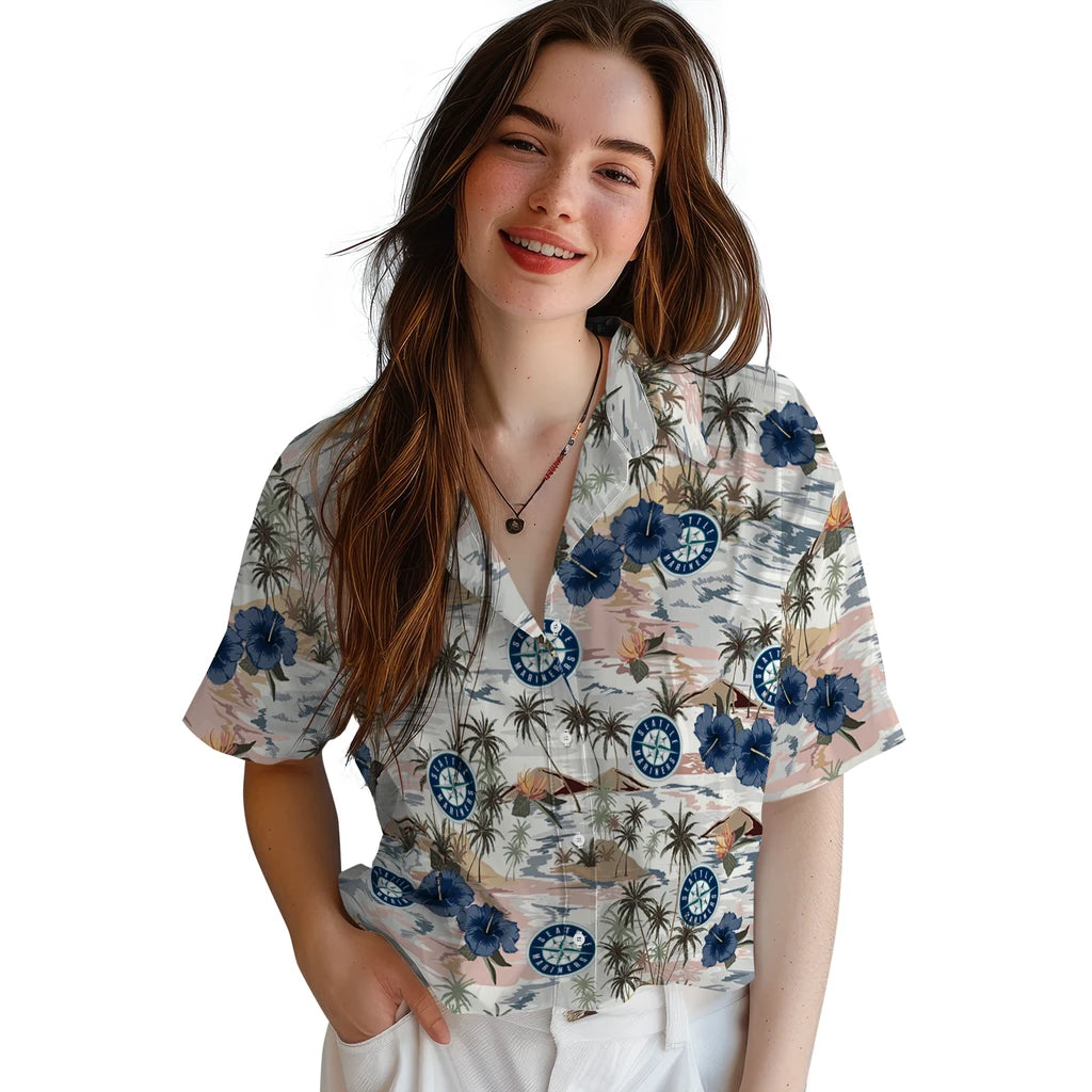 Seattle Mariners Hawaiian Shirt - Hibiscus Seaside | Moonbestprint