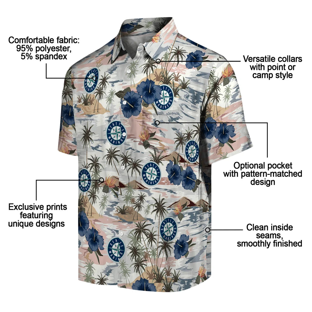 Seattle Mariners Hawaiian Shirt - Hibiscus Seaside | Moonbestprint