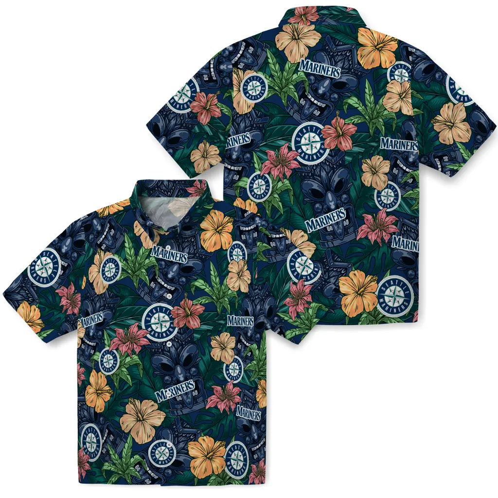 Seattle Mariners Hawaiian Shirt - Hibiscus Tiki Jungle | Moonbestprint