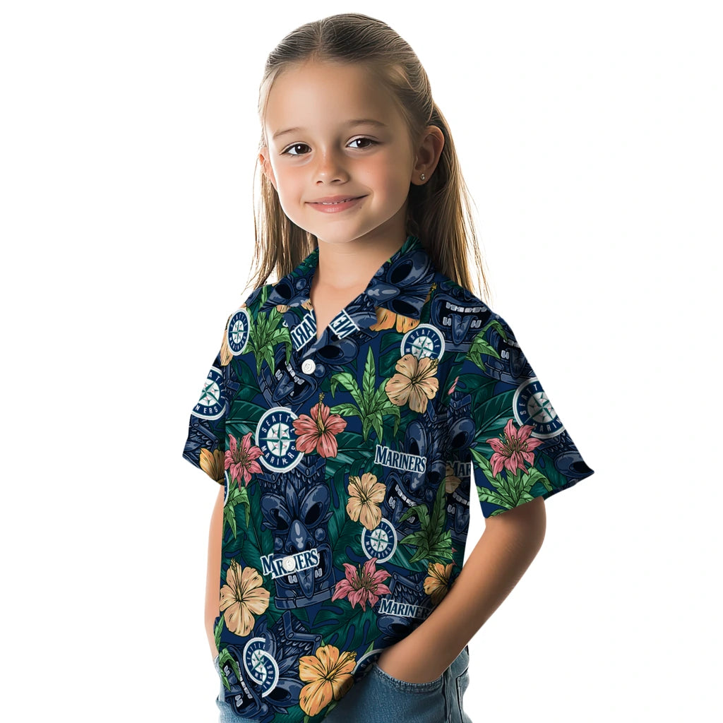 Seattle Mariners Hawaiian Shirt - Hibiscus Tiki Jungle | Moonbestprint
