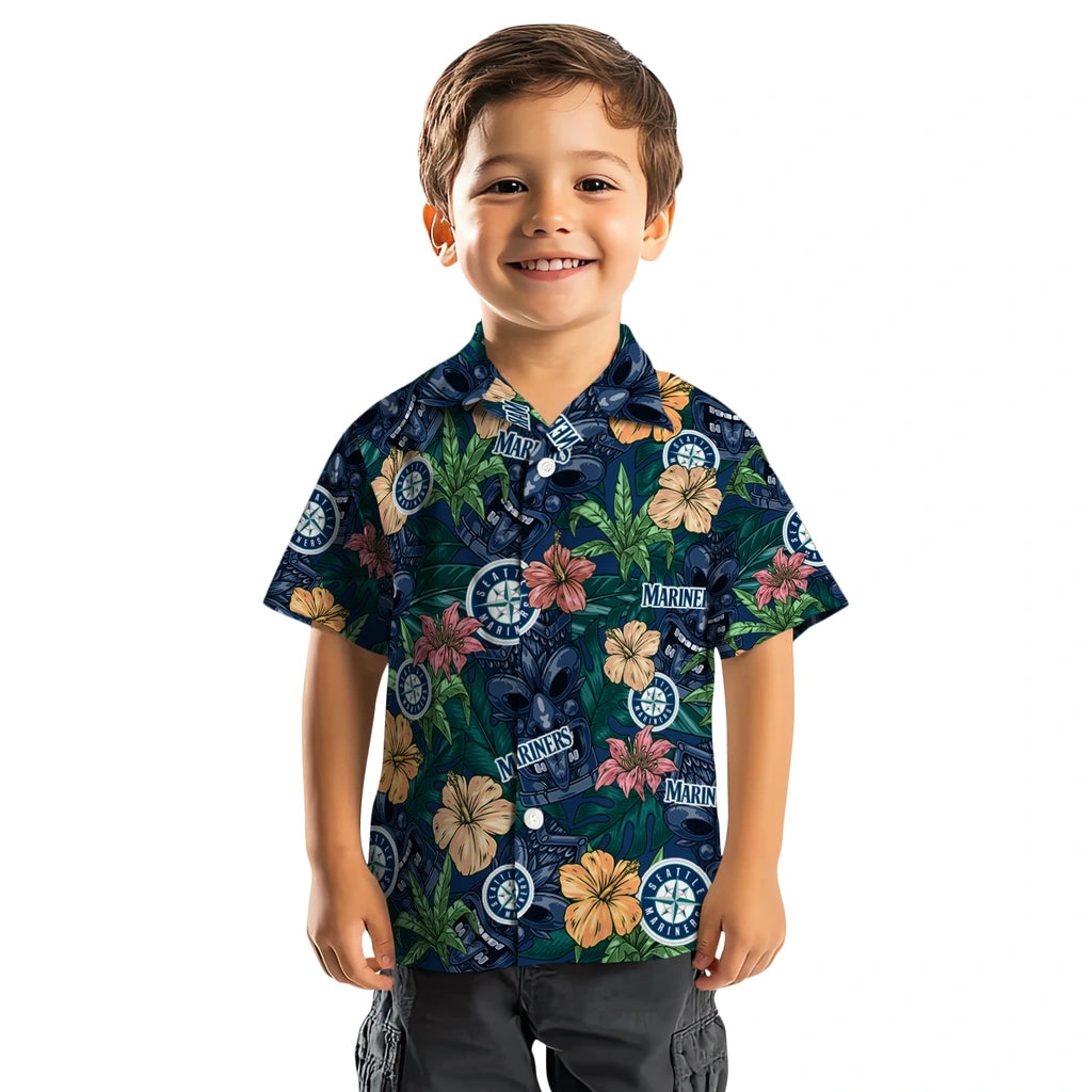 Seattle Mariners Hawaiian Shirt - Hibiscus Tiki Jungle | Moonbestprint