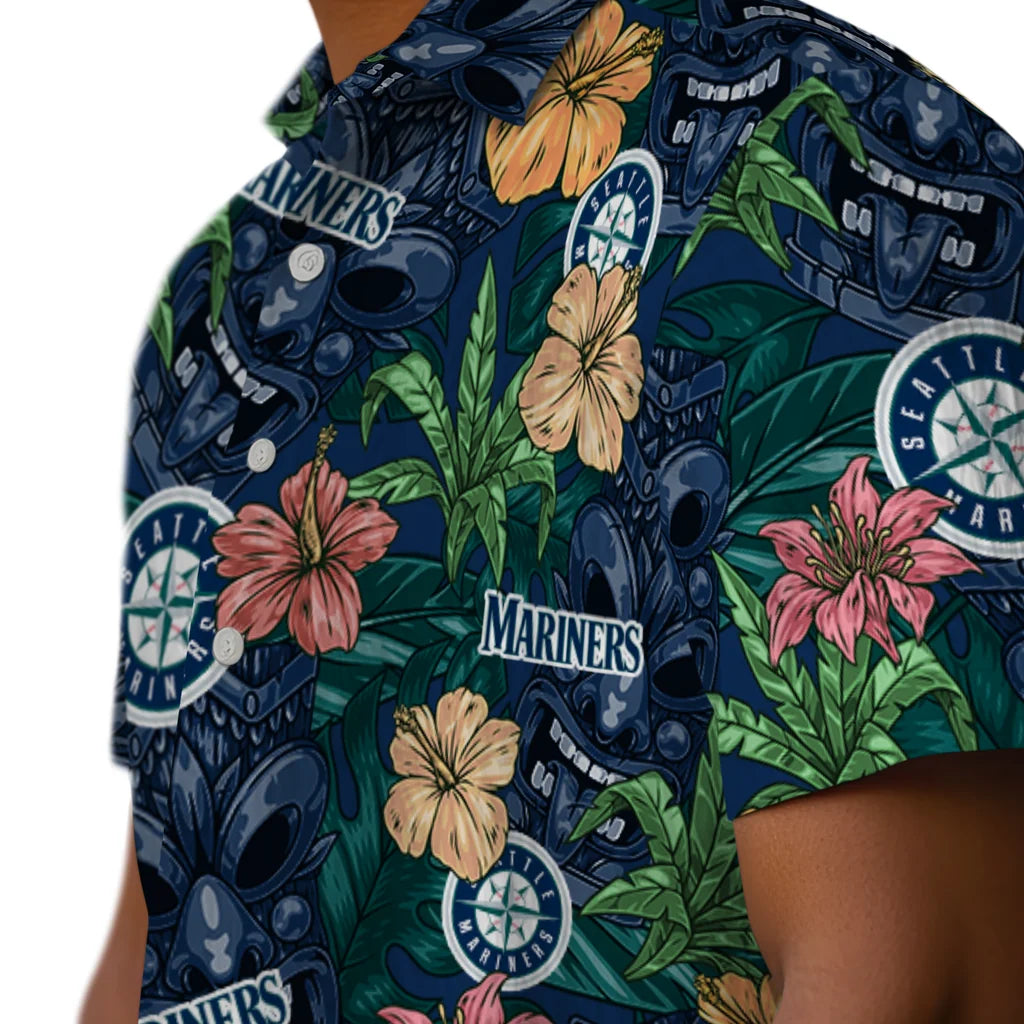 Seattle Mariners Hawaiian Shirt - Hibiscus Tiki Jungle | Moonbestprint