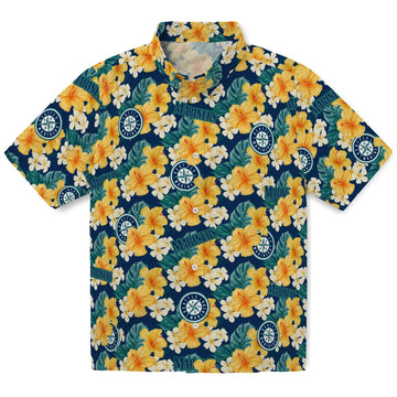 Seattle Mariners Hawaiian Shirt - Hibiscus Tropics | Moonbestprint