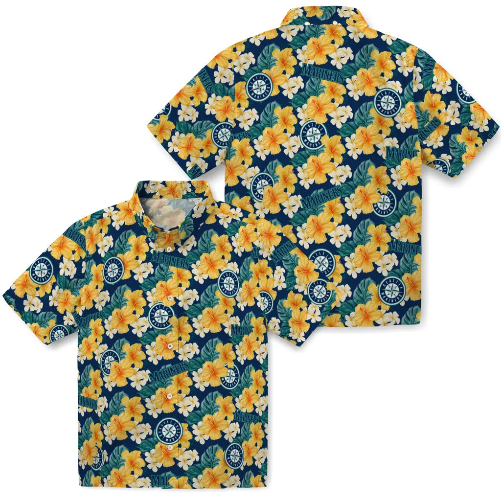 Seattle Mariners Hawaiian Shirt - Hibiscus Tropics | Moonbestprint