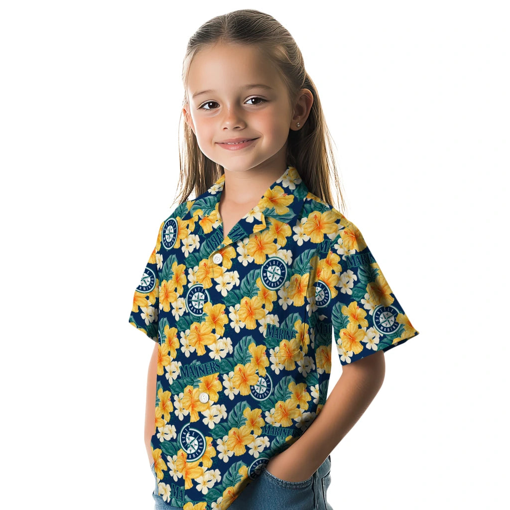 Seattle Mariners Hawaiian Shirt - Hibiscus Tropics | Moonbestprint