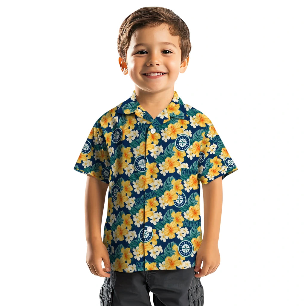 Seattle Mariners Hawaiian Shirt - Hibiscus Tropics | Moonbestprint