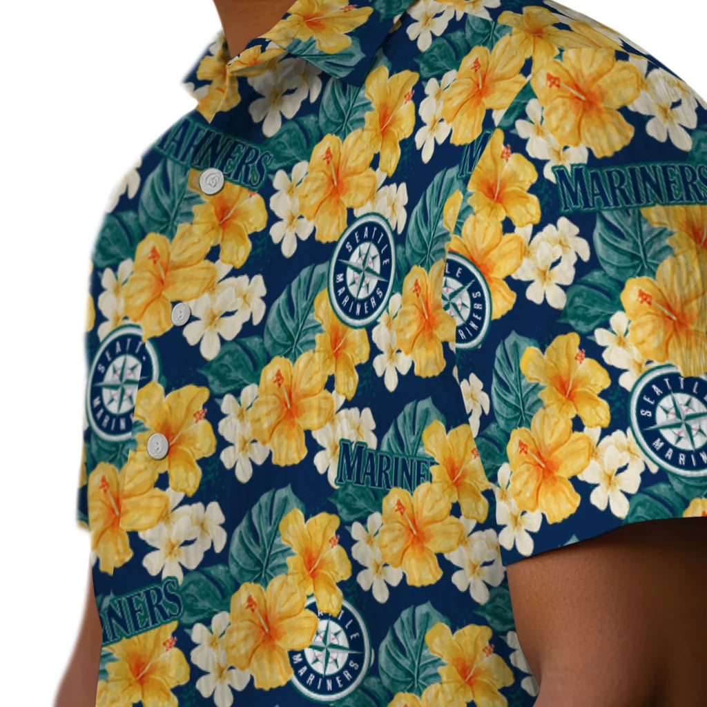 Seattle Mariners Hawaiian Shirt - Hibiscus Tropics | Moonbestprint