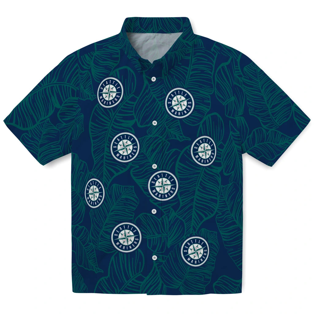Seattle Mariners Hawaiian Shirt - Leaf Outline | Moonbestprint