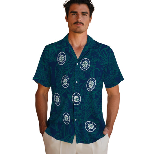 Seattle Mariners Hawaiian Shirt - Leaf Outline | Moonbestprint