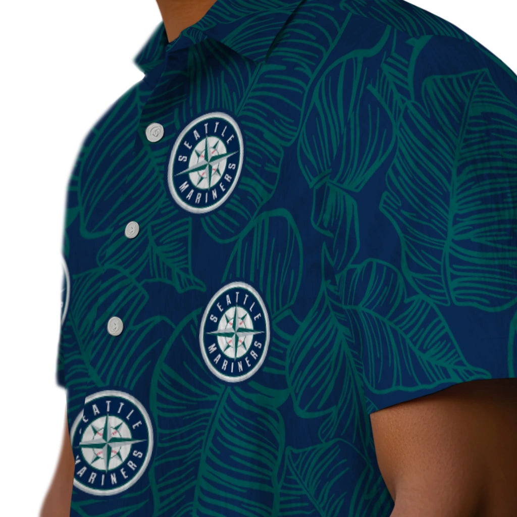 Seattle Mariners Hawaiian Shirt - Leaf Outline | Moonbestprint