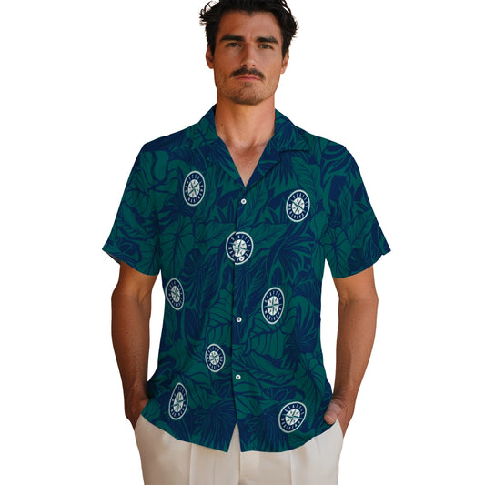 Seattle Mariners Hawaiian Shirt - Monstera Layer | Moonbestprint
