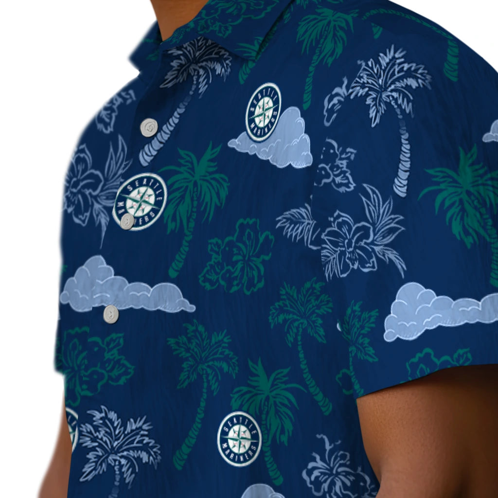 Seattle Mariners Hawaiian Shirt - Palm And Clouds | Moonbestprint