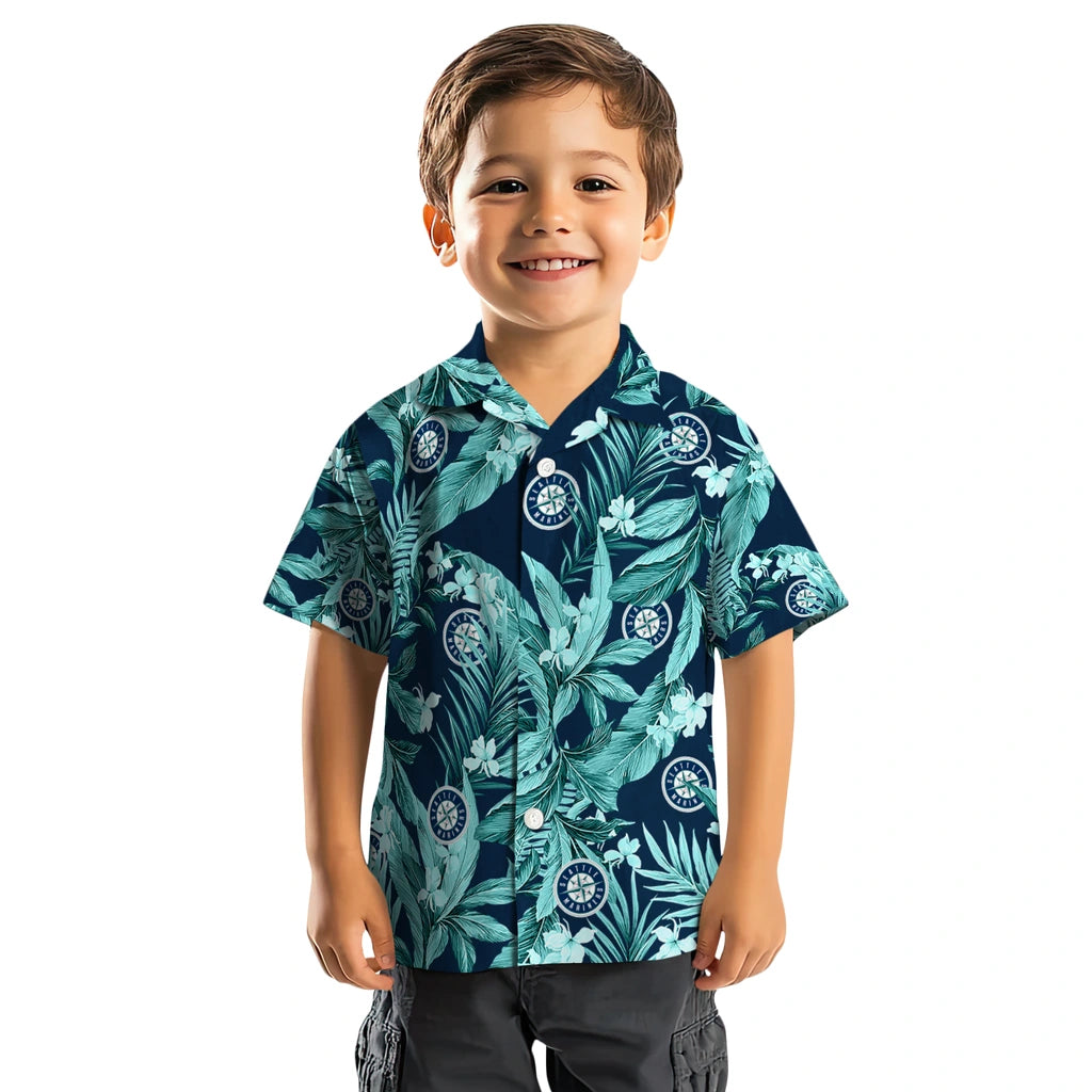 Seattle Mariners Hawaiian Shirt - Palm Leaves | Moonbestprint