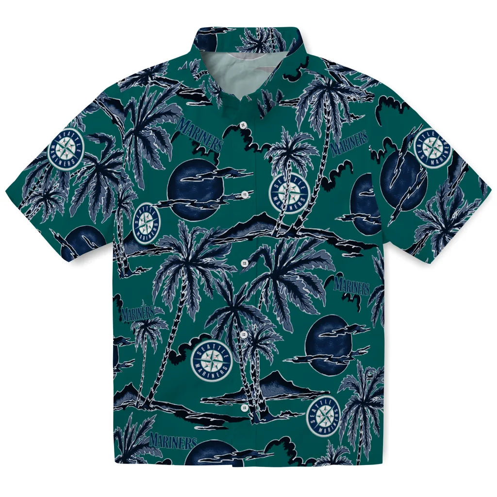 Seattle Mariners Hawaiian Shirt - Palm Sunset | Moonbestprint