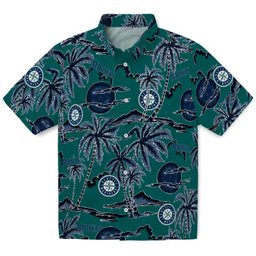 Seattle Mariners Hawaiian Shirt - Palm Sunset | Moonbestprint