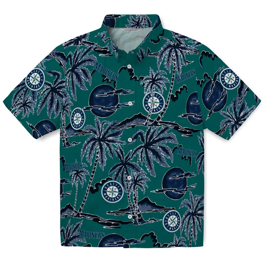 Seattle Mariners Hawaiian Shirt - Palm Sunset | Moonbestprint