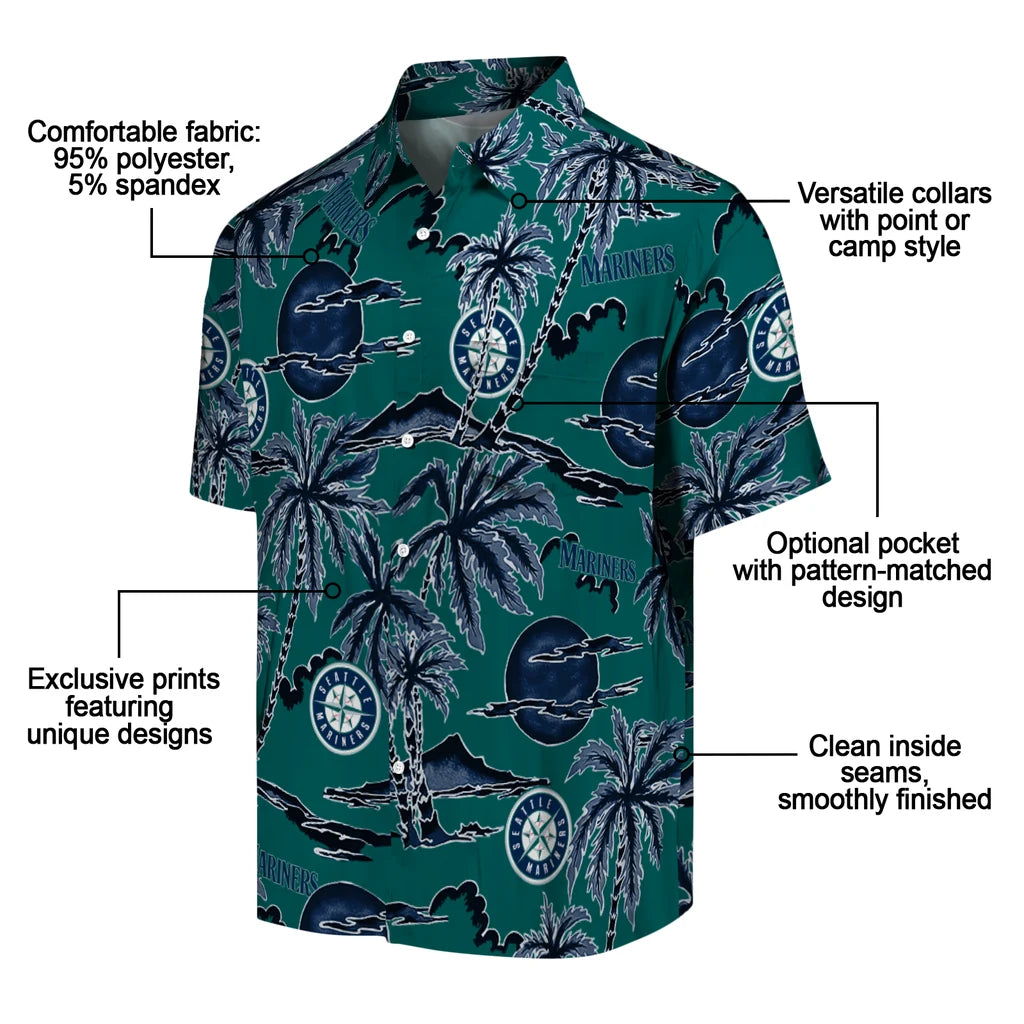 Seattle Mariners Hawaiian Shirt - Palm Sunset | Moonbestprint