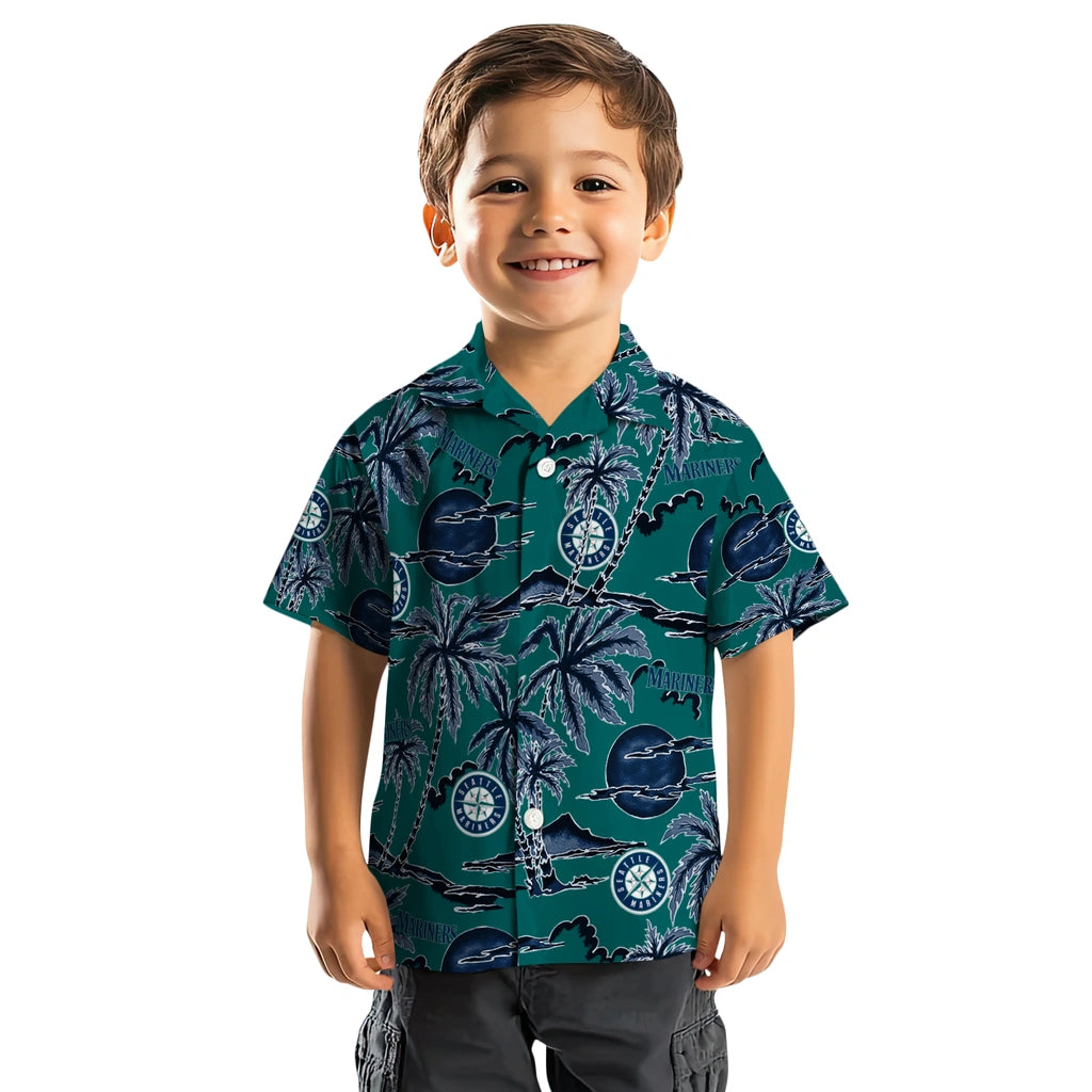 Seattle Mariners Hawaiian Shirt - Palm Sunset | Moonbestprint