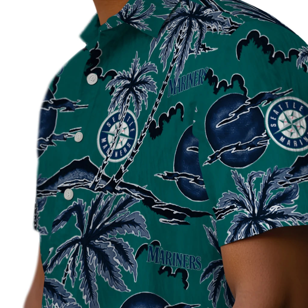 Seattle Mariners Hawaiian Shirt - Palm Sunset | Moonbestprint