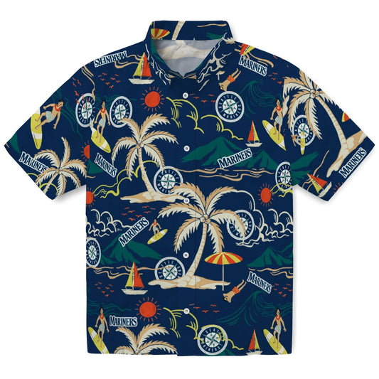 Seattle Mariners Hawaiian Shirt - Palm Tree Island | Moonbestprint