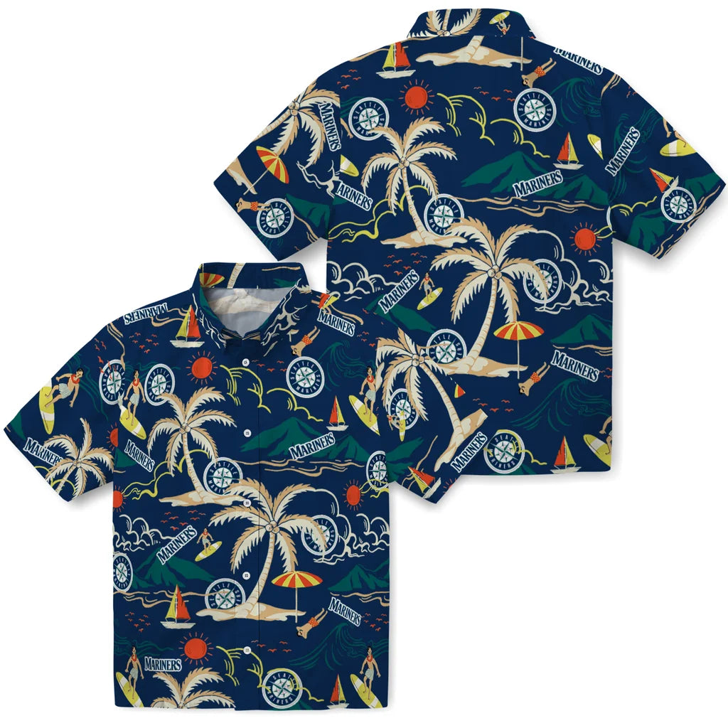 Seattle Mariners Hawaiian Shirt - Palm Tree Island | Moonbestprint
