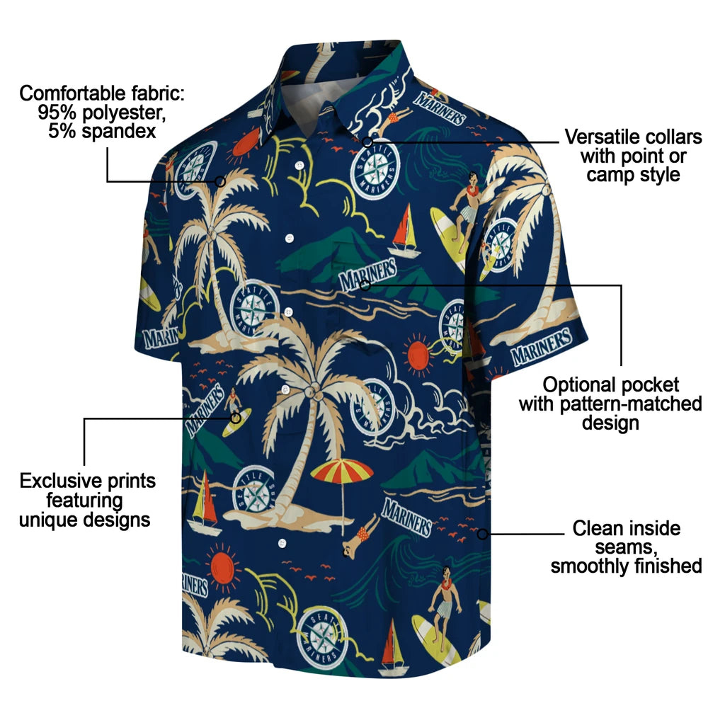 Seattle Mariners Hawaiian Shirt - Palm Tree Island | Moonbestprint
