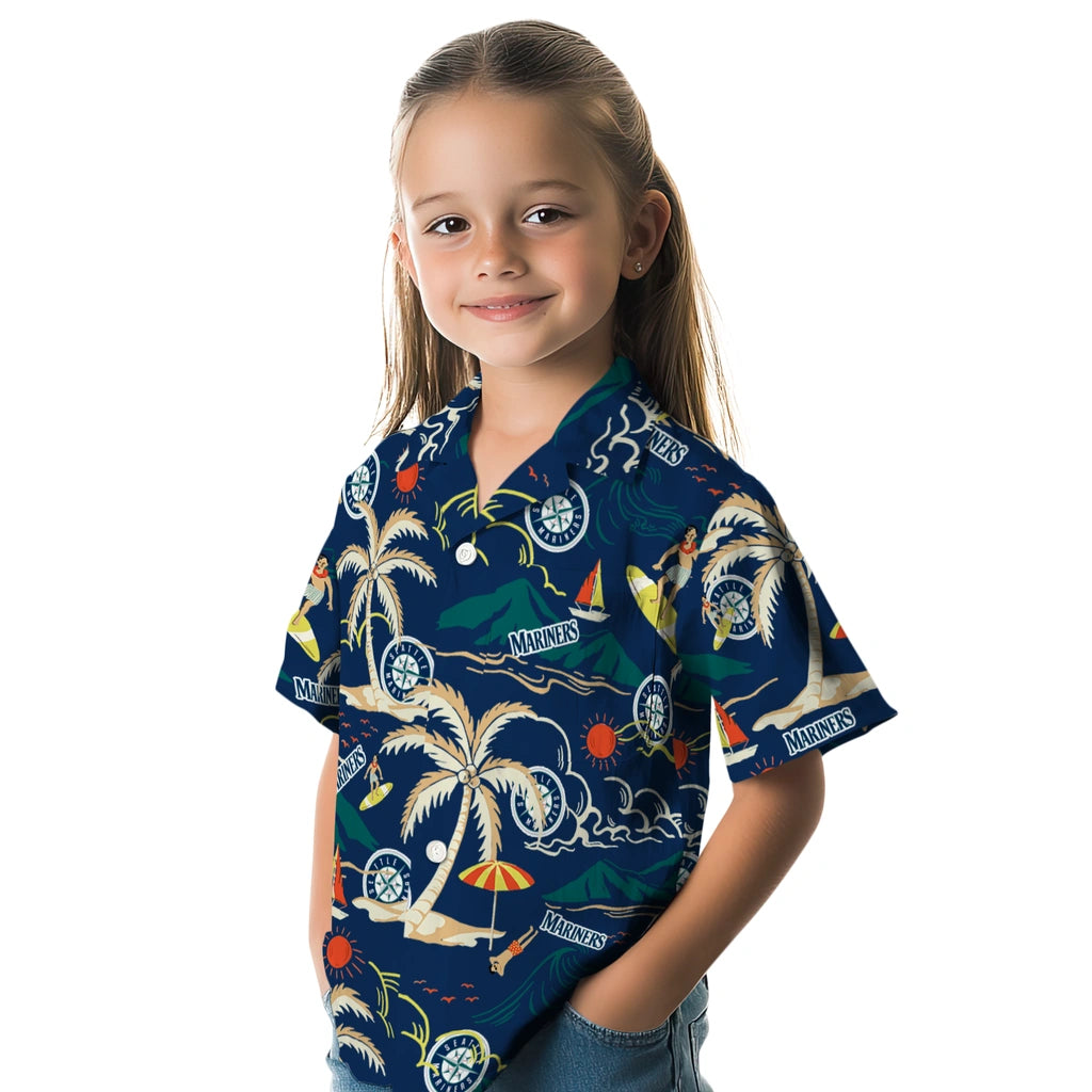 Seattle Mariners Hawaiian Shirt - Palm Tree Island | Moonbestprint