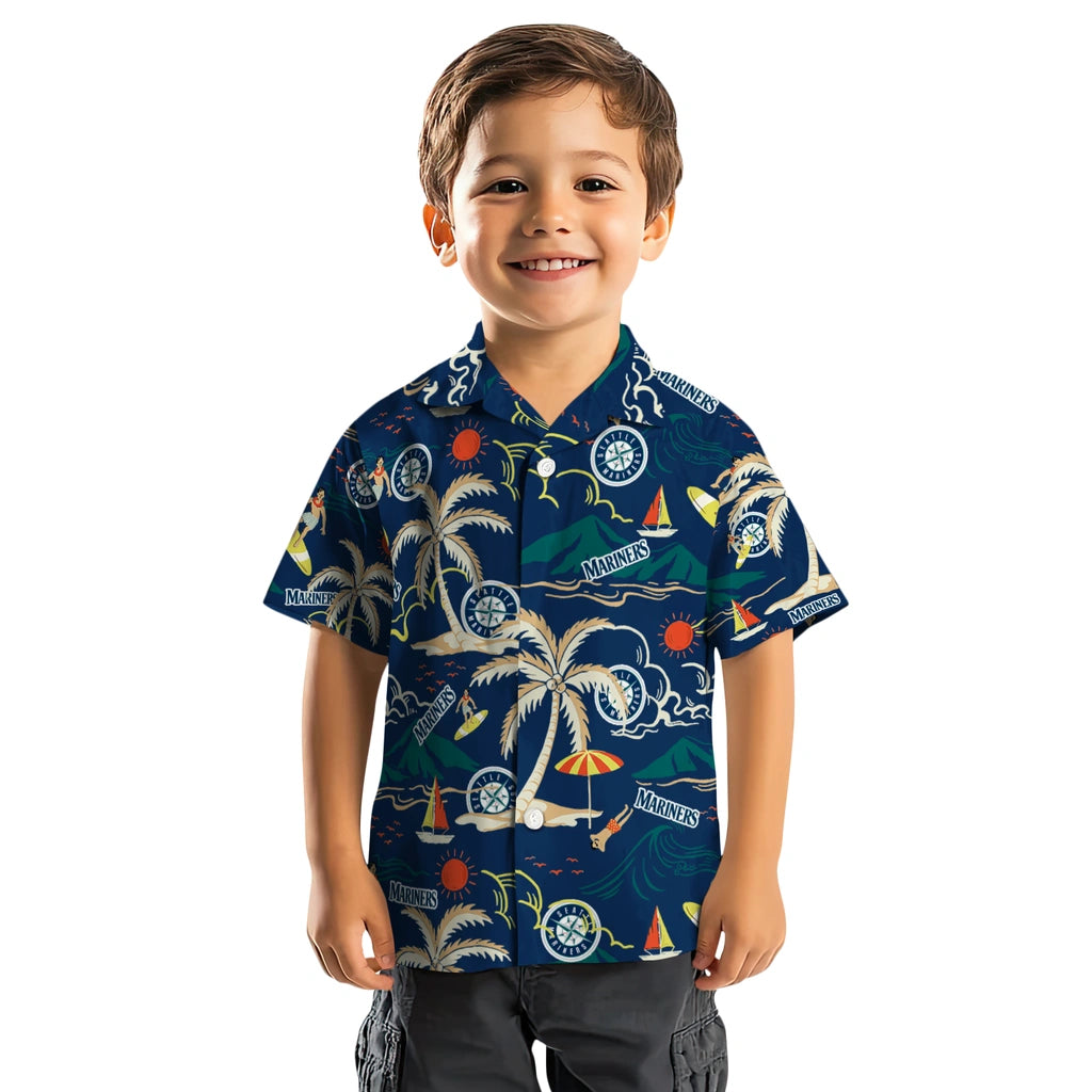 Seattle Mariners Hawaiian Shirt - Palm Tree Island | Moonbestprint