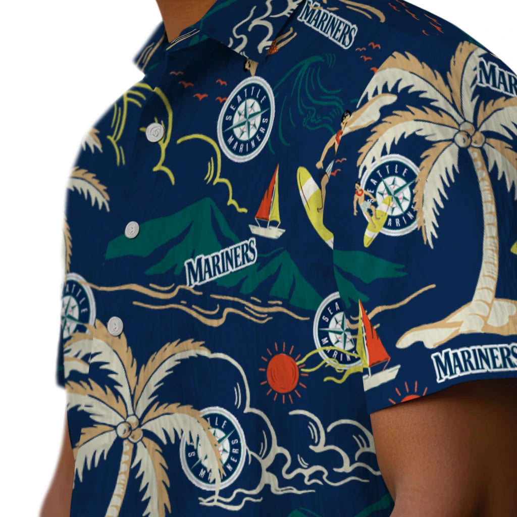 Seattle Mariners Hawaiian Shirt - Palm Tree Island | Moonbestprint