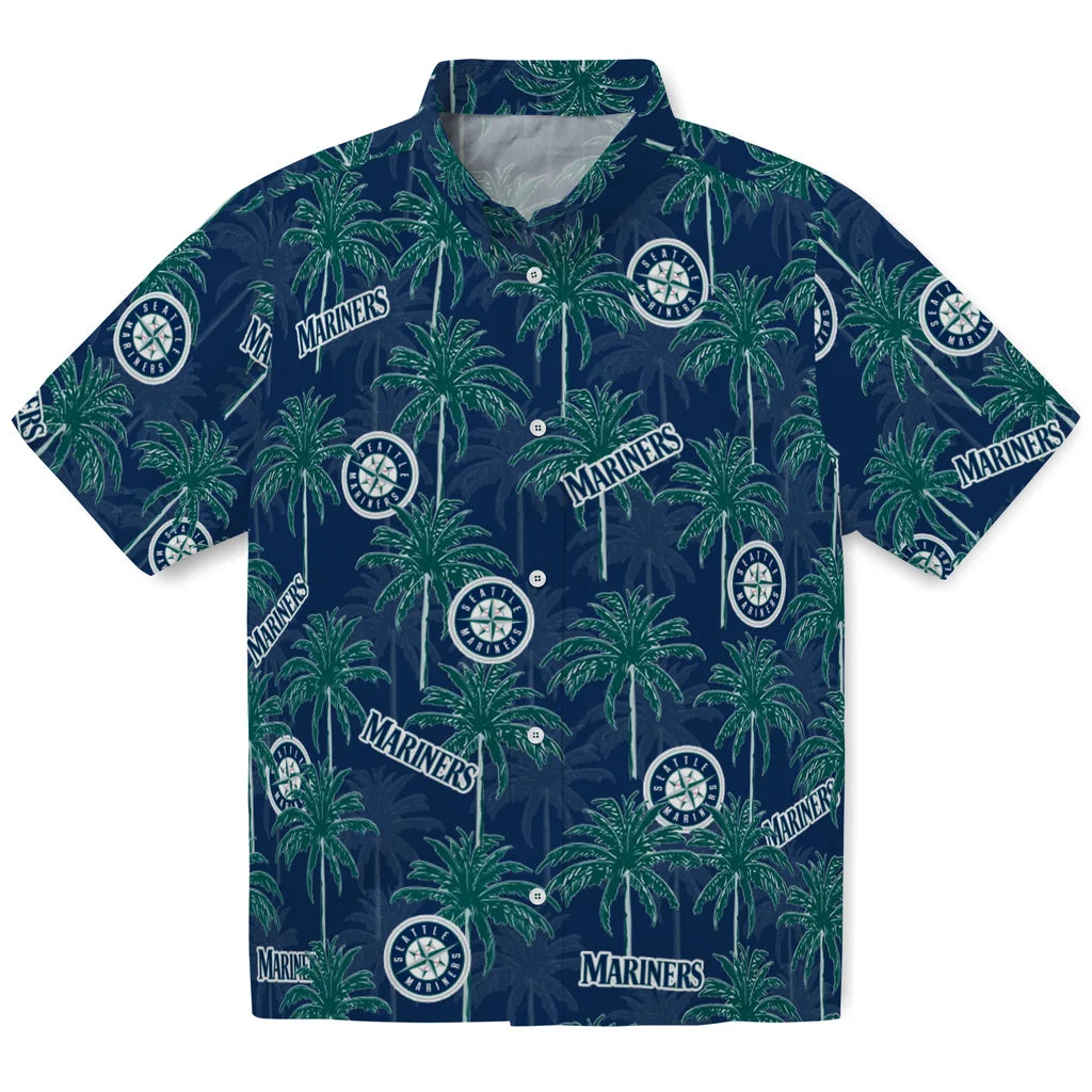 Seattle Mariners Hawaiian Shirt - Palm Tree Motif | Moonbestprint