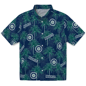 Seattle Mariners Hawaiian Shirt - Palm Tree Motif | Moonbestprint